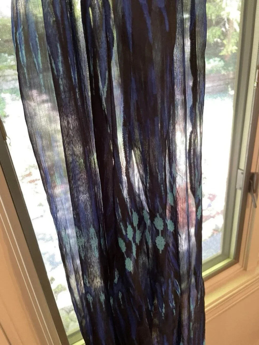 Sheer Cover-Up Pants Resortwear Flowy Wide Leg Pant Blue Beach Poolside Luxury M